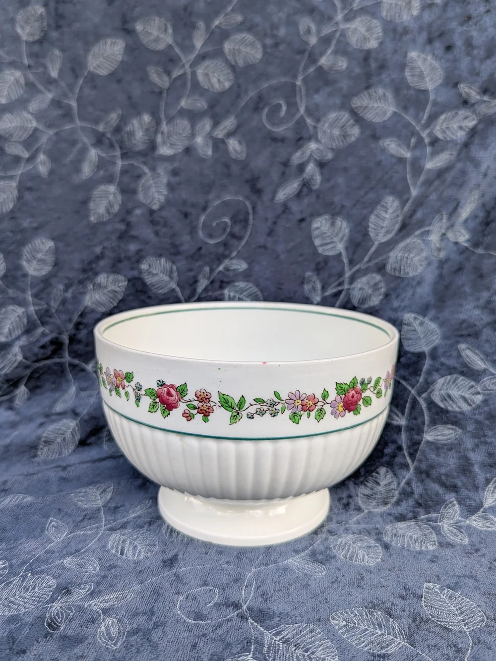 Vintage Wedgwood Belmar Sugar Bowl Floral Garland Footed 4.5 Inch Cottagecore